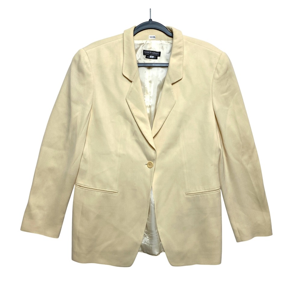 Giorgio Armani Blazer 12 US IT 46 Cream Borgonuovo Silk Wool Vintage Bergdorf